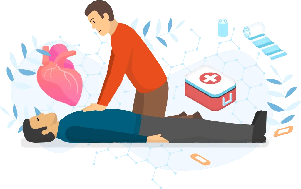 Illustration of a doctor performing first aid