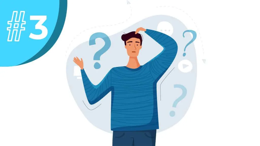 Animated image shows a men with his hand in the head and have question marks in your head
