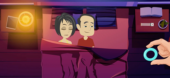 Illustation image of a men and a women in a bed.