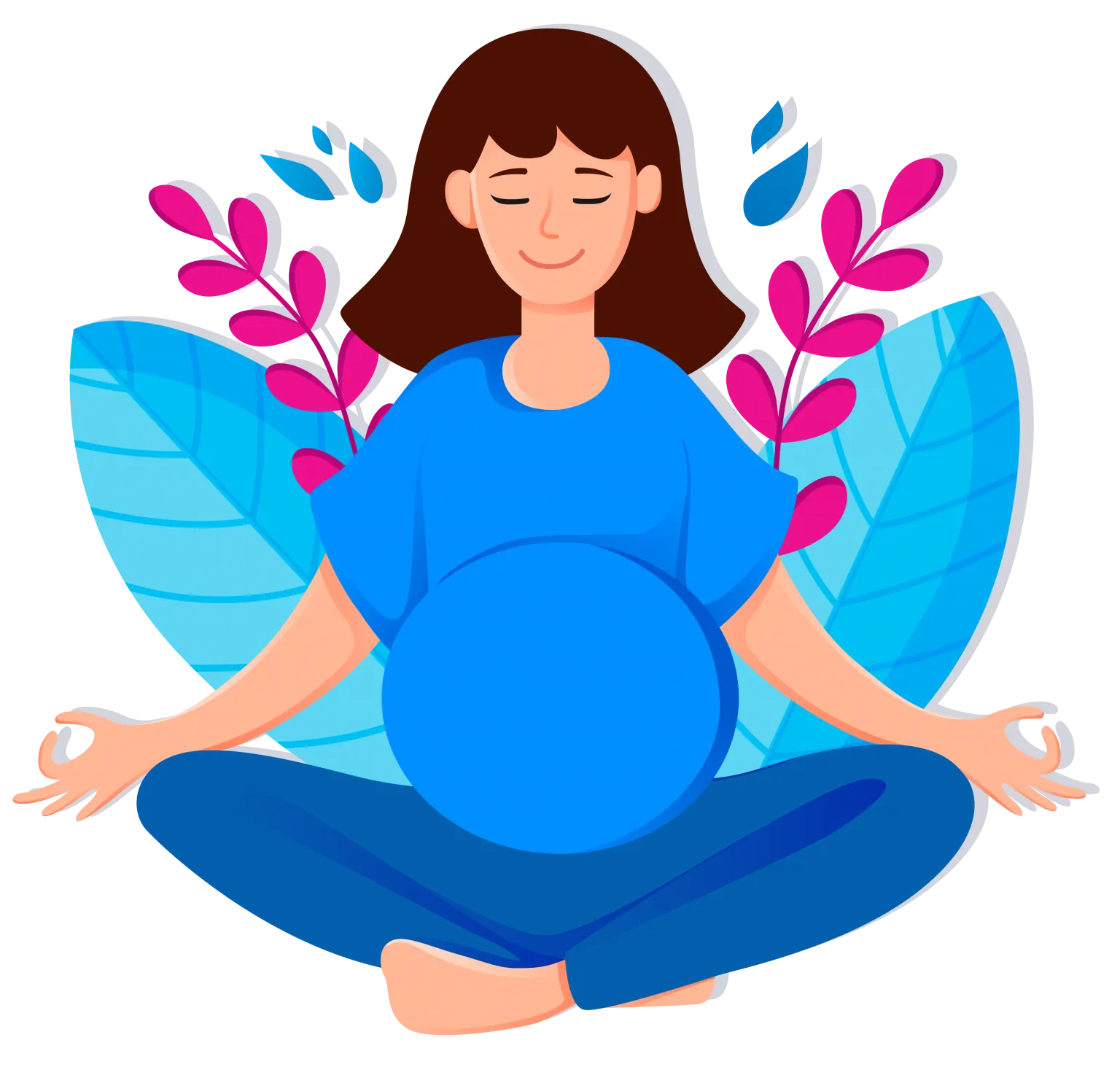 Illustration of pregnant woman sitting meditating