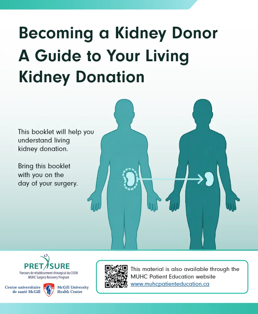 Cover of the e-book with the illustration of a human body in the background and one in the front indicating a kidney transplant.