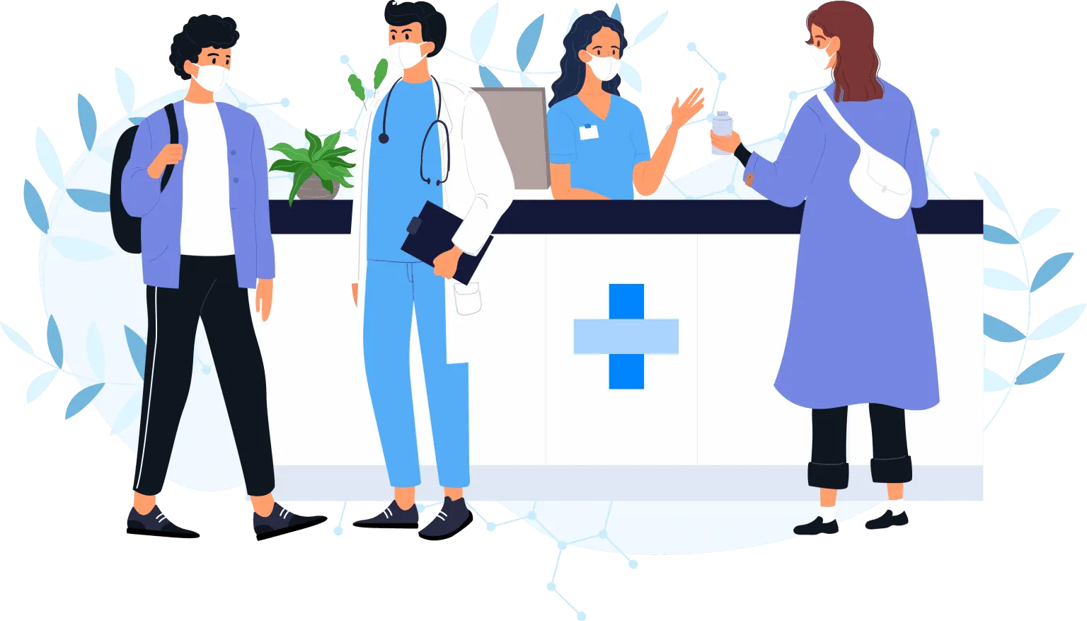 Illustration of a hospital reception