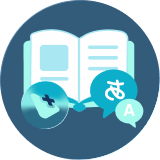 Flat-style illustration of documents and information cards featuring currency icons and a percentage symbol on a blue background, representing finance and data.